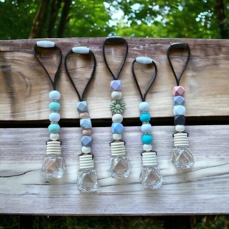 Refillable Essential oil diffuser - Hanging Glass pendant with beads.